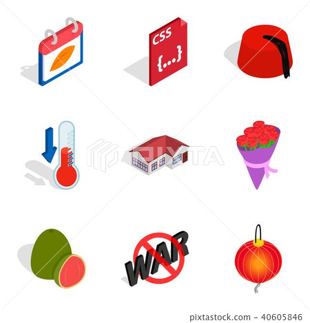 Peacetime icons set, isometric style 40605846