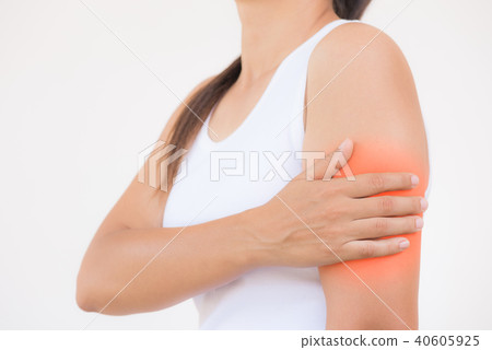 Closeup female's arm. Arm pain and injury  40605925