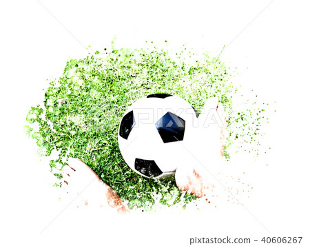 football ball on watercolor painting background. football ball on watercolor painting background. 40606267