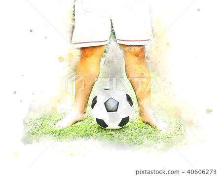 football ball on watercolor painting background. football ball on watercolor painting background. 40606273