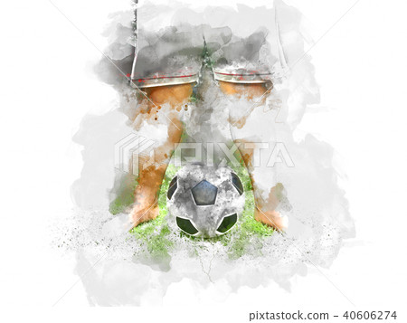 football ball on watercolor painting background. football ball on watercolor painting background. 40606274