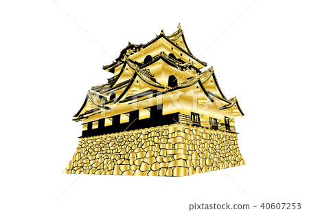 Japanese castle extant Tenshu Hikone Castle gold 40607253