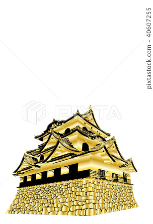 Japanese castle extant Tenshu Hikone Castle gold 40607255