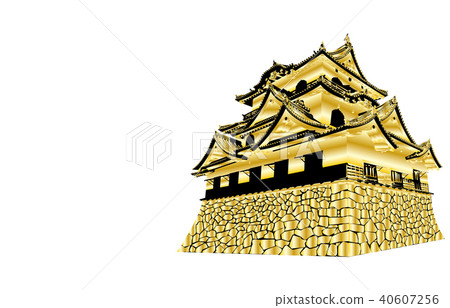 Japanese castle extant Tenshu Hikone Castle gold 40607256