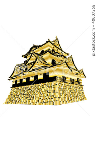 Japanese castle extant Tenshu Hikone Castle gold 40607258