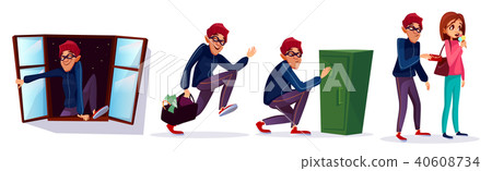 Vector cartoon robber, thief characters set 40608734