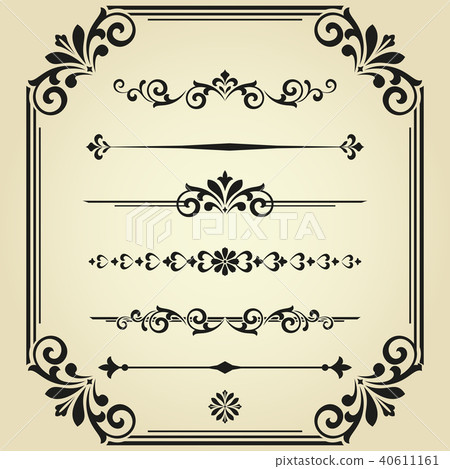 Vintage set. Floral elements for design monograms 40611161