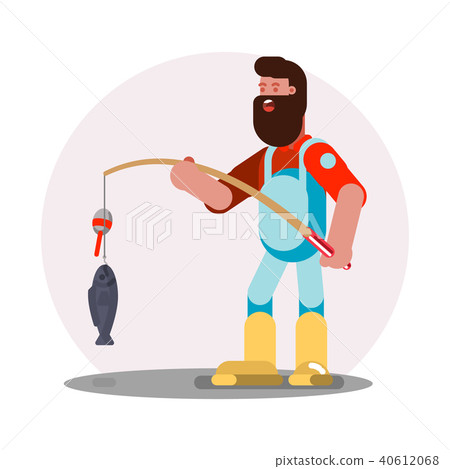 Man standing with fishing rod Man standing with fishing rod 40612068