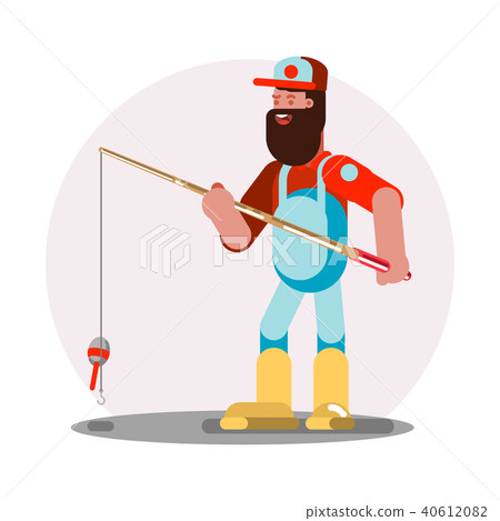 Man standing with fishing rod Man standing with fishing rod 40612082
