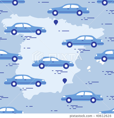 Pattern with cars and map of Spain Travel and Pattern with cars and map of Spain Travel and 40612628