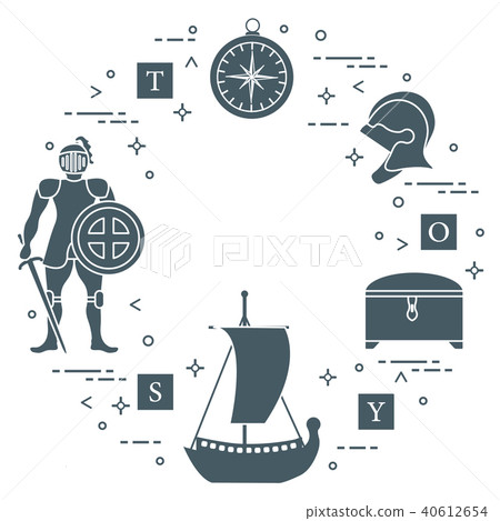 Knight, shield, sword, helmets, ship and other 40612654
