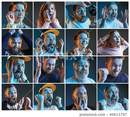 Collage about emotions of football fans watching soccer on tv 40613797