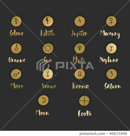 Astrology doodle symbols. Set of astrological graphic design elements. 40615949