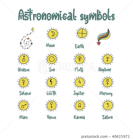 Astrology doodle symbols. Set of astrological graphic design elements. 40615971