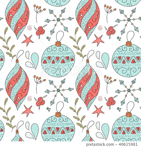 Christmas vector seamless pattern with detailed... - Stock Illustration ...