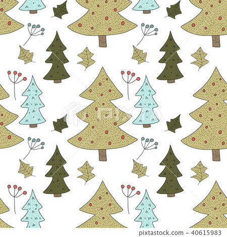 Christmas vector seamless pattern with detailed holiday illustrations. Christmas vector seamless pattern with detailed holiday illustrations. 40615983