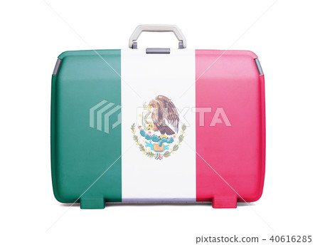 Used plastic suitcase with stains and scratches 40616285