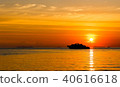 Ferry boat on the sea at sunset background. 40616618