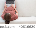 Pregnant woman searching news and online shopping 40616620