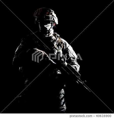 Armed infantryman during night military operation Armed infantryman during night military operation 40616900