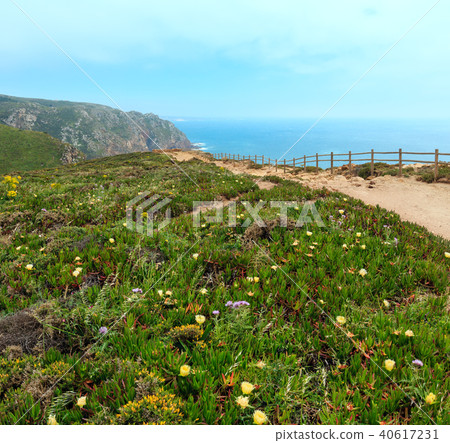 Atlantic coast view in cloudy weather, Portugal. 40617231