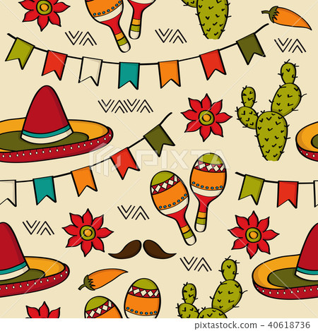 Doodle seamless pattern with mexico symbols Doodle seamless pattern with mexico symbols 40618736