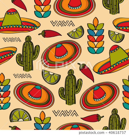 Doodle seamless pattern with mexico symbols Doodle seamless pattern with mexico symbols 40618737