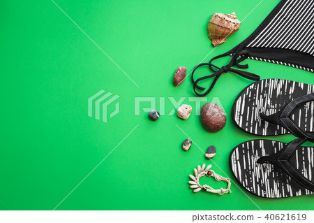 swimsuit, slippers, seashells, bracelet swimsuit, slippers, seashells, bracelet 40621619