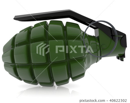 Hand grenade horizontally on white 40622302
