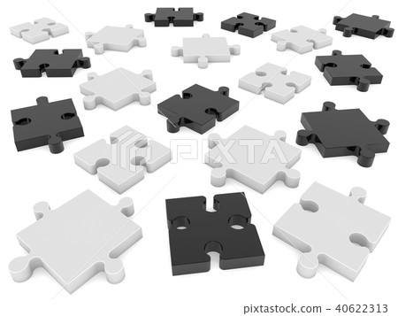 Randomly stacked puzzle pieces Randomly stacked puzzle pieces 40622313