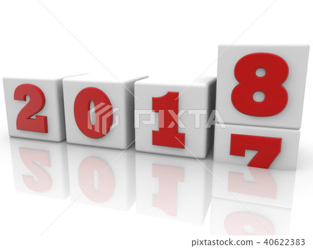 Cubes in white with New year change concept Cubes in white with New year change concept 40622383