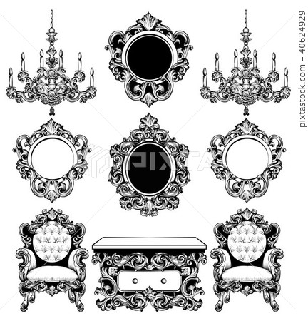 Baroque furniture rich set collection Vector Baroque furniture rich set collection Vector 40624929
