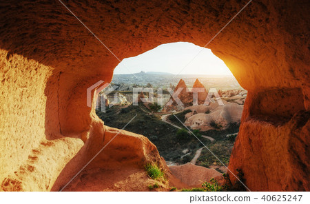 Unique geological formations in valley in Cappadocia, Central An 40625247