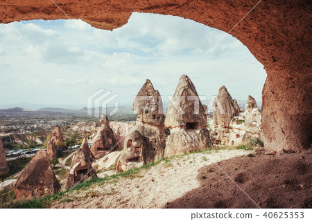 Unique geological formations in valley in Cappadocia, Central An 40625353