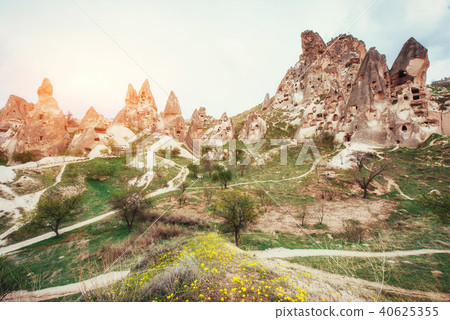 Unique geological formations in valley in Cappadocia, Central An 40625355