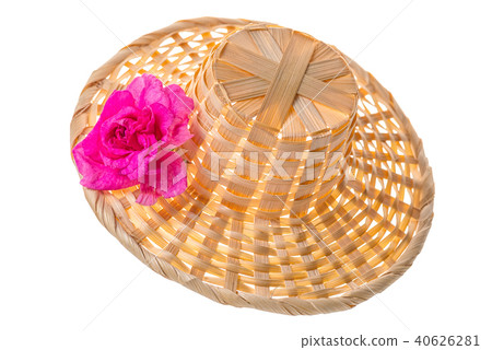 festive straw hat with flower isolated on white festive straw hat with flower isolated on white 40626281