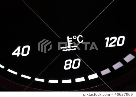 Car temperature coolant meter close-up. Car temperature coolant meter close-up. 40627009