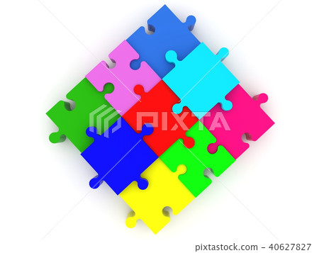 Colorful square of puzzle pieces 40627827