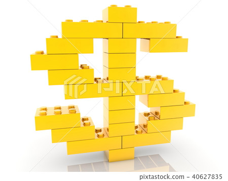 Dollar sign concept built from toy bricks 40627835