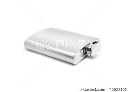 Stainless hip flask isolated on white background Stainless hip flask isolated on white background 40628192