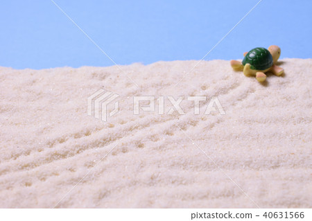 Footprints of a turtle seen on a summer beach 40631566