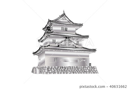 Japanese castle extant Tenmori Marukame Castle silver 40631662