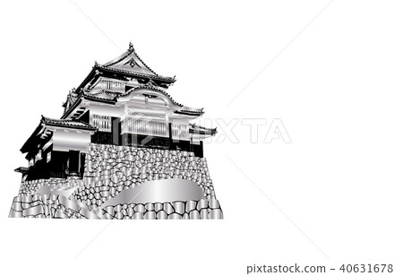 Japanese castle extant Tenchu birch Matsuyama castle silver 40631678