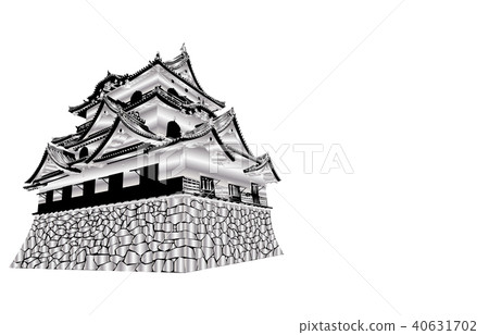 Japanese castle extant Tenshu Hikone castle silver 40631702