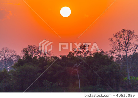 red sunset above Kong river 40633089