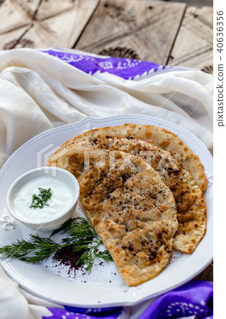 Traditional Azerbaijani qutab flatbread 40636356