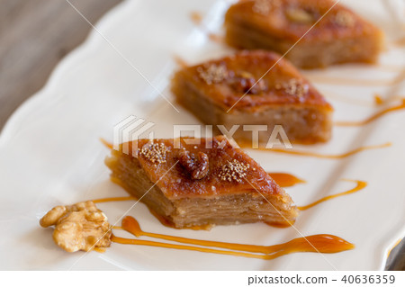 Azerbaijani traditional baklava on plate Azerbaijani traditional baklava on plate 40636359