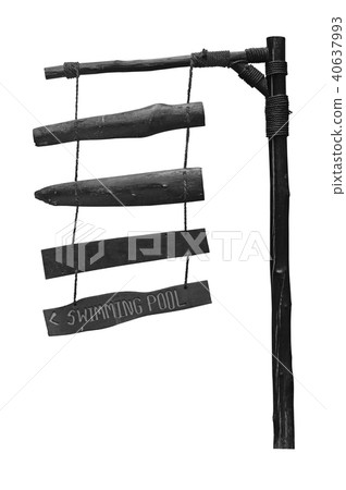 Black Wooden direction guide post isolate 40637993