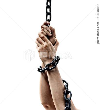 Hands chained isolated Hands chained isolated 40638065