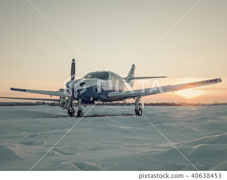 Light aircraft on a private airfield Light aircraft on a private airfield 40638453